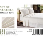 Set De Sabanas King Color Beige 150 Hilos + 2 Funda De Almohada