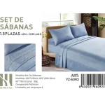 Set De Sabanas Plaza y Media Azul 150 Hilos + 1 Funda De Almohada