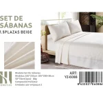Set De Sabanas Plaza y Media Beige 150 Hilos + 1 Funda De Almohada