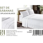 Set De Sabanas Plaza y Media Blanco 150 Hilos + 1 Funda De Almohada