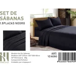 Set De Sabanas Plaza y Media Negro 150 Hilos + 1 Funda De Almohada