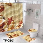 Set de bano 4 piezas con cortina impermeable