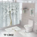 Set de bano 4 piezas con cortina impermeable