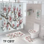 Set de bano 4 piezas con cortina impermeable
