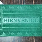 Alfombras para la Entrada Engomadas Modelo Bienvenido Color Verde Navidad
