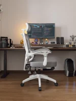 Silla De Oficina Ergonomica Reclinable De Malla en Color Blanca - Imagen 3