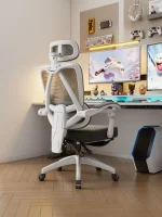 Silla De Oficina Ergonomica Reclinable De Malla en Color Blanca - Imagen 4
