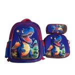 Set De Mochila Ninos Escolar Diseno Dino Trex Azul