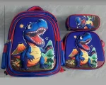 Set De Mochila Ninos Escolar Diseno Dino Trex Azul - Imagen 2