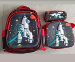Set De Mochila Ninos Escolar Diseno Cohete Espacial Negro - Imagen 2
