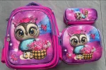 Set De Mochila Ninos Escolar Diseno Buho Rosa - Imagen 2