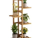 Soporte de bambu 4 niveles para plantas de interiores o exteriores