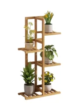 Soporte de bambu 4 niveles para plantas de interiores o exteriores