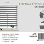 Cortina Roller Duo Lisa 120cm x 200cm Color Gris SQ-0884