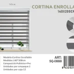 Cortina Roller Duo Lisa 140cm x 200cm Color Gris SQ-0888