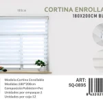 Cortina Roller Duo Lisa 180cm x 200cm Color Blanco SQ-0895