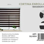 Cortina Roller Duo Lisa 180cm x 200cm Color Negro SQ-0894