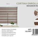 Cortina Roller Duo Lisa 180cm x 200cm Color Cafe SQ-0897