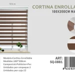 Cortina Roller Duo Lisa 100cm x 200cm Color Cafe SQ-0881