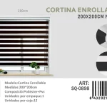 Cortina Roller Duo Lisa 200cm x 200cm Color Negro SQ-0898