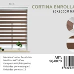 Cortina Roller Duo Lisa 60cm x 200cm Color Cafe SQ-0873