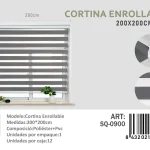 Cortina Roller Duo Lisa 200cm x 200cm Color Gris SQ-0900