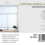 Cortina Roller Duo Lisa 160cm x 200cm Color Blanco SQ-0891