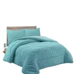 Plumon de invierno Trenzado con chiporro Plaza y Media Color Celeste