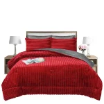 Plumon de invierno Texturizado lineas con chiporro 2 Plazas color rojo