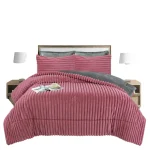 Plumon de invierno Texturizado lineas con chiporro 2 Plazas rosa vieja