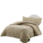 Plumon de invierno texturizado diseno Mariposa con chiporro 2 Plazas beige