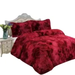 Plumon de invierno Peludos con chiporro 2 Plazas color burdeo jaspeado