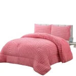 Plumon de invierno texturizado lineas onduladas con chiporro King color rosa