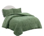 Plumon de invierno texturizado diseno trebol con chiporro plaza y media verde