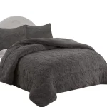 Plumon de invierno texturizado diseno trebol con chiporro King color gris