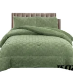 Plumon de invierno texturizado diseno cuadros con chiporro King color verde