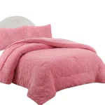 Plumon de invierno texturizado diseno trebol con chiporro 2 Plazas color rosa