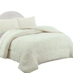 Plumon de invierno texturizado diseno trebol con chiporro plaza y media color blanco