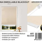 Cortinas Roller Blackout 60cm x 200cm Beige SQ-1025