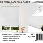 Cortinas Roller Blackout 140cm x 200cm Blanco SQ-1036