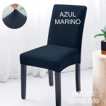 Pack De 6 Fundas Cubre Sillas Comedor Premium Tela con textura azul marino