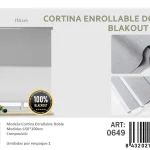 Cortinas Roller Blackout Doble Jaspeada 150cm x 200cm Gris 0649