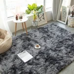 Alfombra Peludas Livianas 180x200 cm Negra Jaspeado
