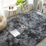 Alfombra Peludas Livianas 200x300 cm Negra Jaspeado