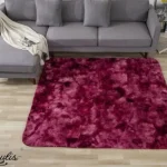 Alfombra Peludas Livianas 200x240 Cm Burdeo Jaspeado