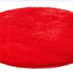 Alfombras Shaggy Peludas Redondas Livianas 150x150 Rojo