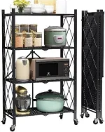 ESTANTE ORGANIZADOR PLEGABLE METALICO MULTIUSO 4 NIVELES