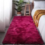 Alfombra Peludas Livianas Pasilleras 55x200cm Burdeo Jaspeado