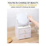 Organizador Cajon Maquillaje Con Espejo 2 Cajones Color Blanco - Imagen 2