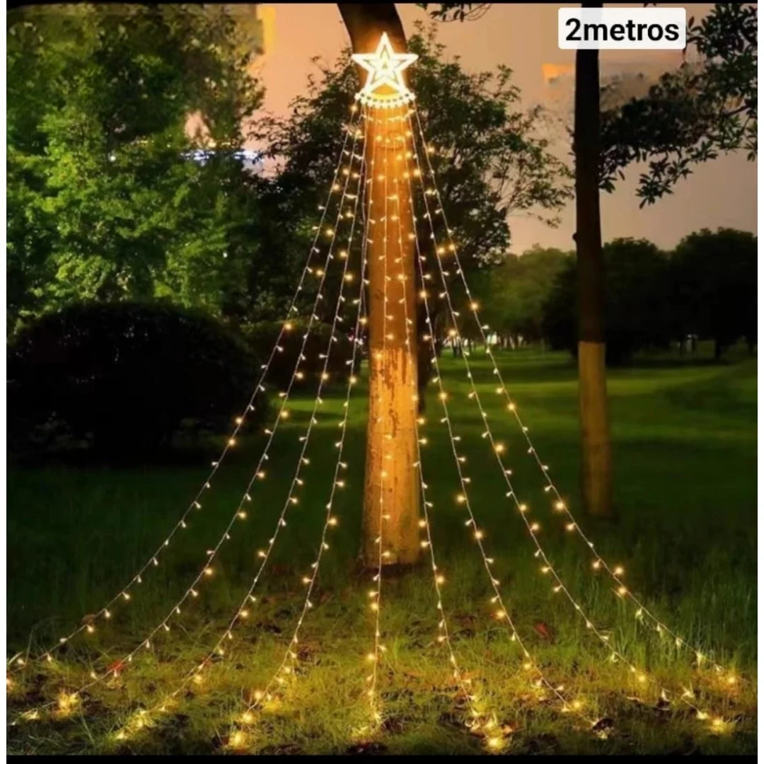 WhatsApp Image 2024-10-17 at 12.16-Photoroom (8) Cadena De Luces De Cascada De Navidad Estrellas Brillantes Luz Calida 2 Metros Solar - Imagen 1